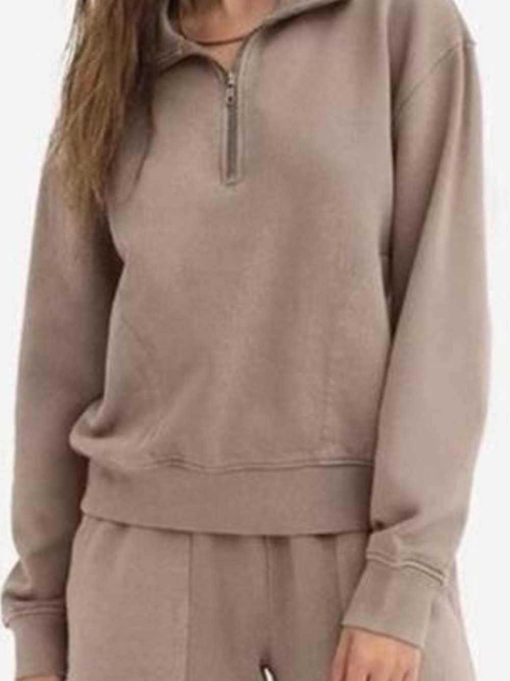 Mate the label organic fleece half zip sweatshirt mushroom large $158 retail